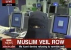 View a BBC news segment interviewing a woman who was suspended for showing up for her first day of work as a teacher at a Church of England school wearing a full body burka