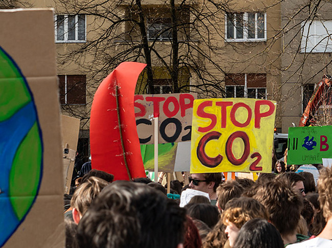 Students protesting during a 