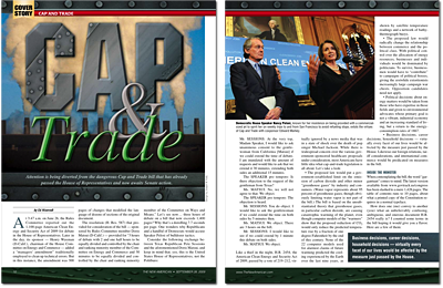 The New American Cap and Trade Article, Sept 17, 2009